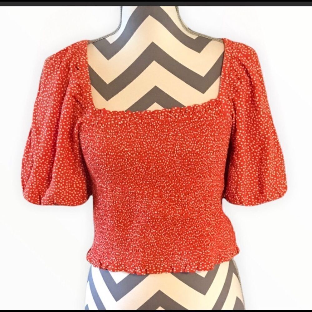 Loft XSP Orange & White Cropped Top NWT (LR4)